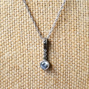 Judith Jack art deco style sterling silver solitaire pendant necklace